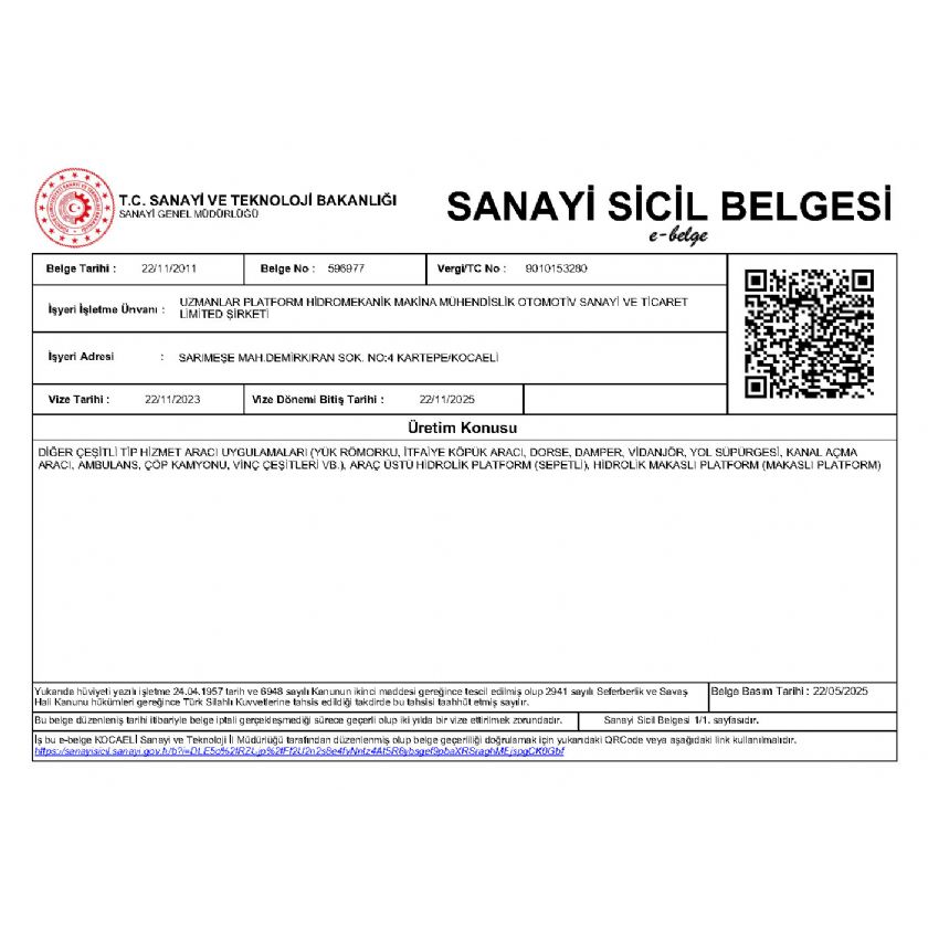 Sanayi Sicil Belgesi